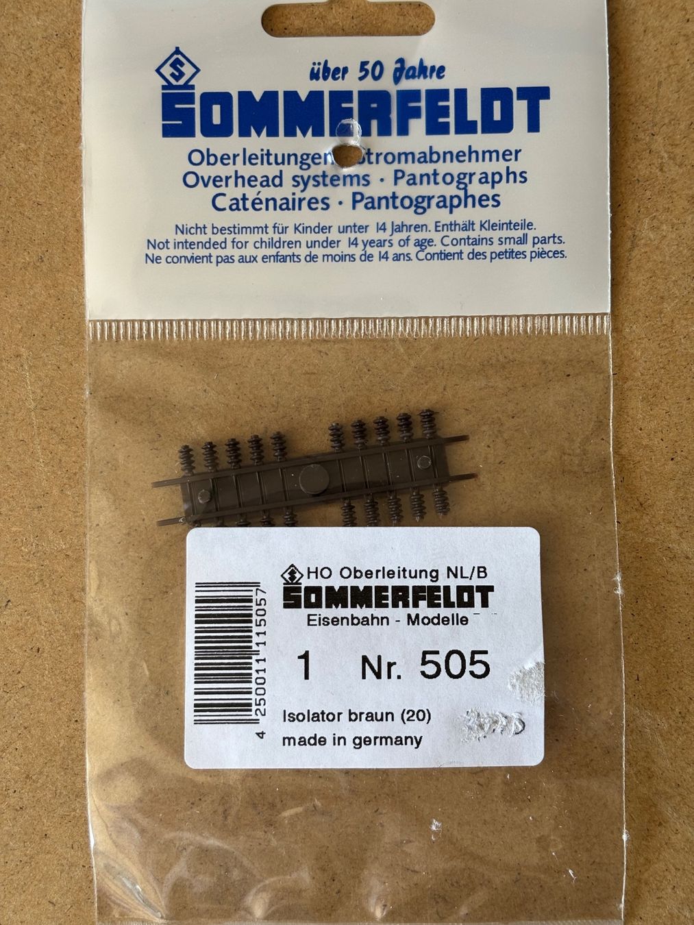 Sommerfeldt Modellini di ferrovie: Sommerfeldt 505 Isolatoren Braun – Nuovo e nell'imballaggio originale da Hauterive NE venduto da eriamch