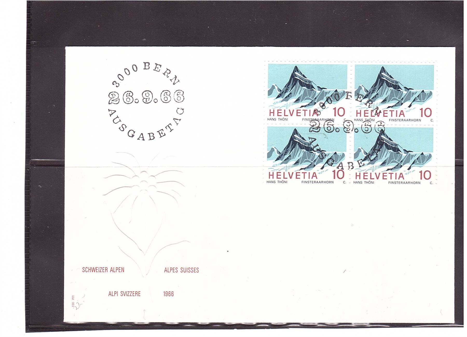 Tutti i francobolli: FDC 1966 Schw. Alpen 4er – Usato da Rheinau venduto da loxis
