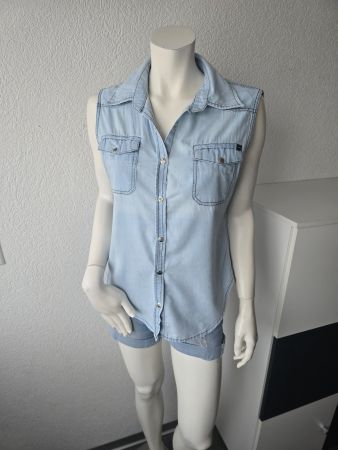 Chemisier jeans sans manches T-M