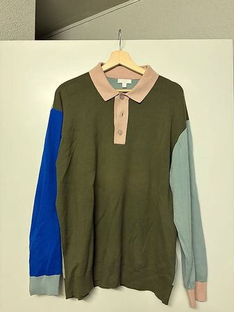 COS Strick Polo Pullover Colorblock Mehrfarbig Grösse M