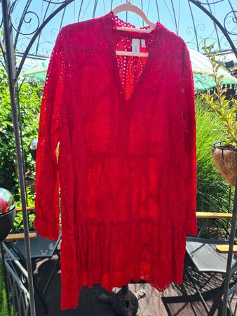 Rotes Kleid V.A.S Spitze Grösse XL guter Zustand