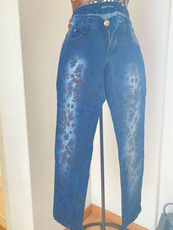 MM-Sweet Jeans Hose Gr. 36 Floral Print Blue verwaschen