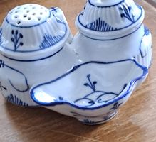 Salz- und Pfefferstreuer mit Deckel Keramik blau weiss