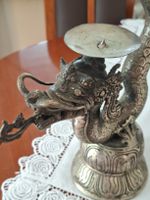 Drachen Kerzenständer antik Tibet Silber bronze H60cm Gew2kg