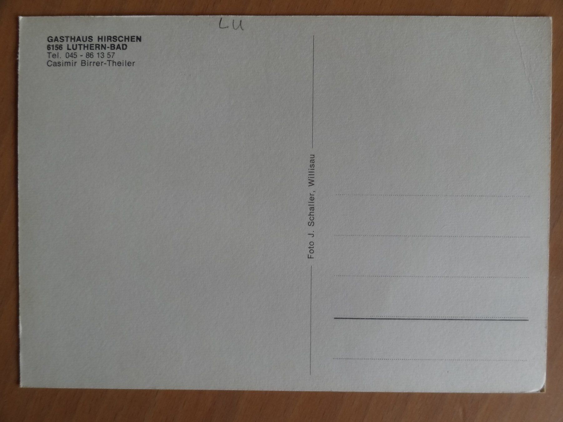 Cartoline postali: Luthern-Bad - Gasthaus Hirschen - LU – Usato da St Léonard venduto da Riglin 1