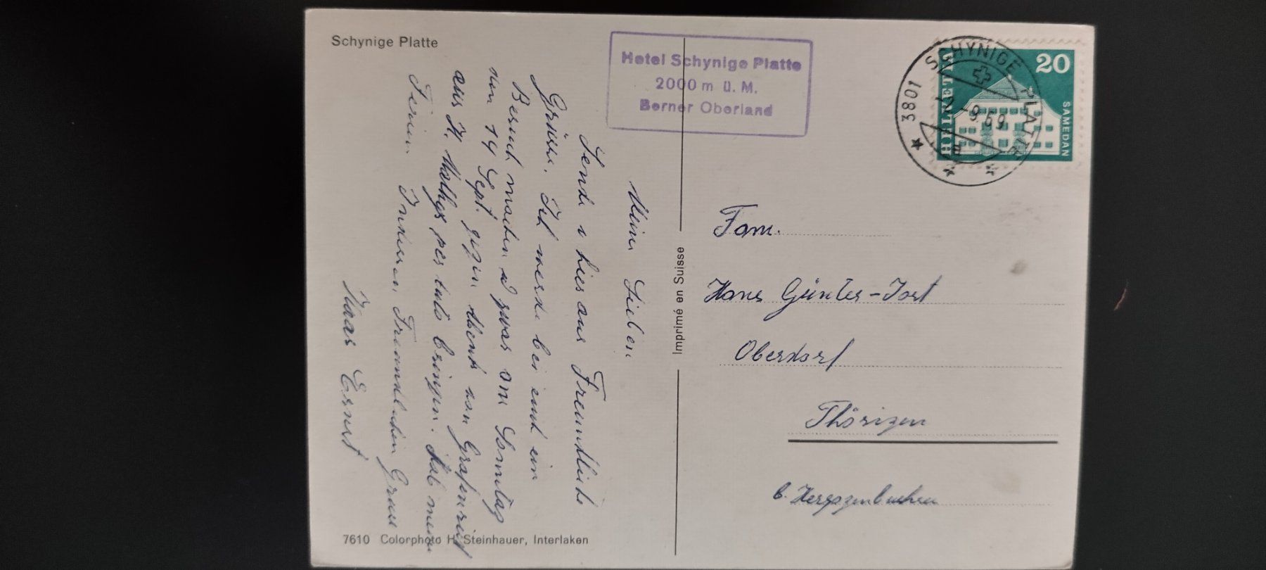 Cartoline postali: Alte Ansichtskarte Schynige Platte, dat. 1969 – Usato da Ohmstal venduto da Lebensfreude05 1