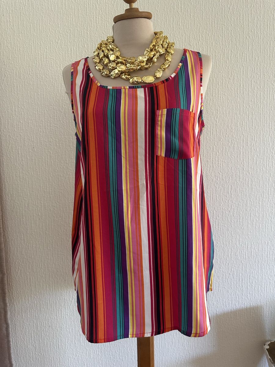 Tops: Haut sans manches PEPCO rayé multicolore taille 40 – Neu (gemäss Beschreibung) aus Châtelaine von Alexandra.jankowski
