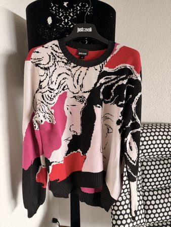 Just Cavalli Striped Knitted Jumper, Size M, Trendy!