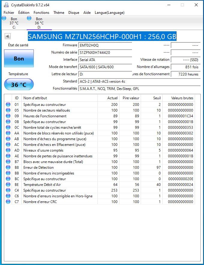 Samsung Dischi rigidi: SSD Samsung PM871 - 256 Go – Usato da Lausanne venduto da syrinks 1