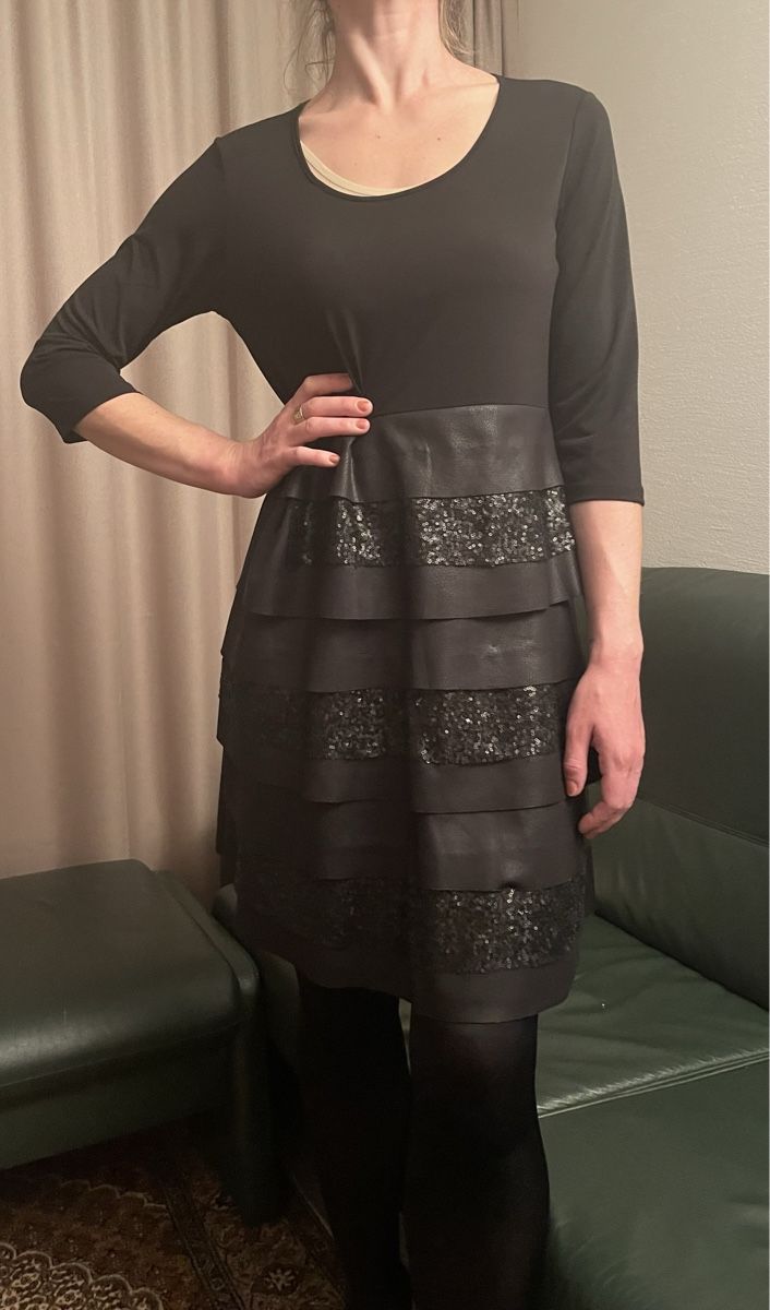 Vestiti: Vestito da sera nero con paillettes e similpelle-M/L – Nuovo (secondo la descrizione) da Gordevio venduto da LanaZimm 3