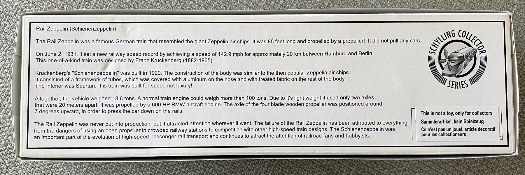 Kit di modellismo & Modellini statici: NEU - Replik-Schienenzeppelin von Schylling – Nuovo e nell'imballaggio originale da Zufikon venduto da h_s_8xnb 2