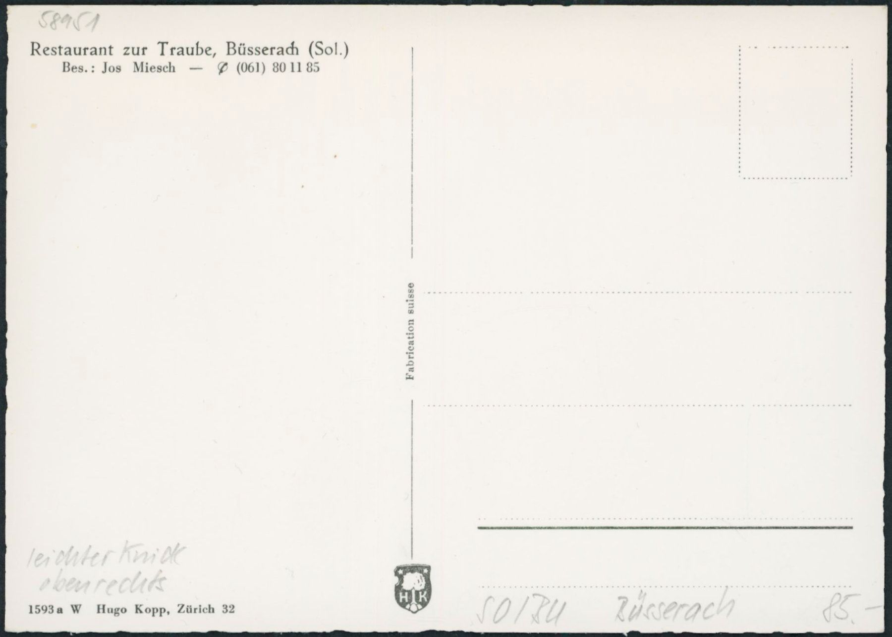 Cartoline postali: SO Büsserach – Nuovo (secondo la descrizione) da Schindellegi venduto da leecollect 1
