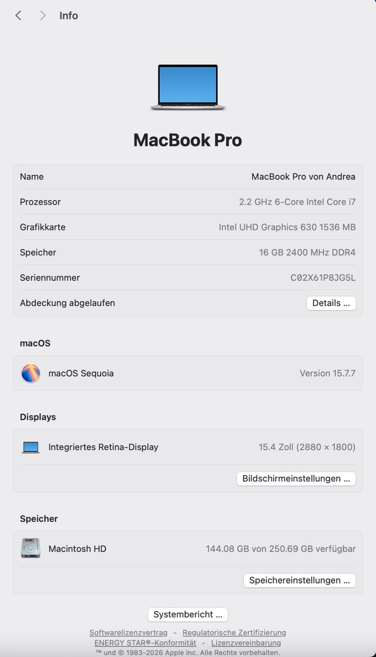 Apple Notebook: MacBook Pro (Retina, Mid 2012) 15" mit Touch Bar – Usato da Buchs ZH venduto da adm269 5