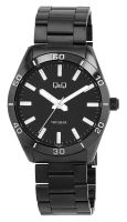 🇨🇭 Herrenuhr ®Q&Q Citizen Edelstahl Schwarz 43mm 5 BAR NEU
