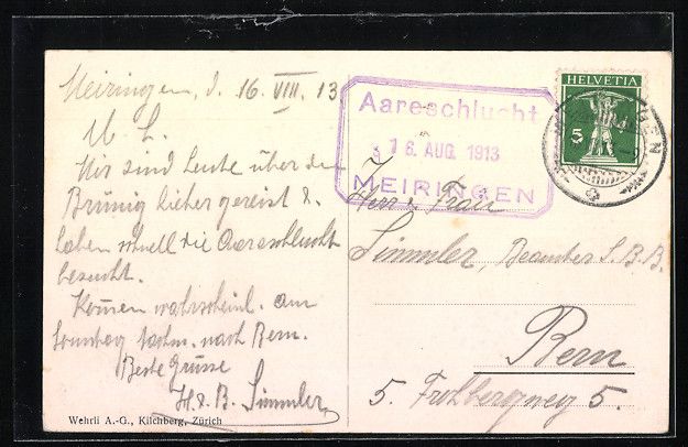 Cartes postales: Meiringen, Kirchstrasse mit Hotel Krone  – D'occasion à Berlin par bartko-reher 1