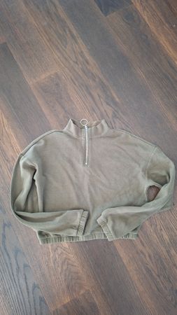 Tally Weijl Pullover oliv mit Reissverschluss Grösse S kurz