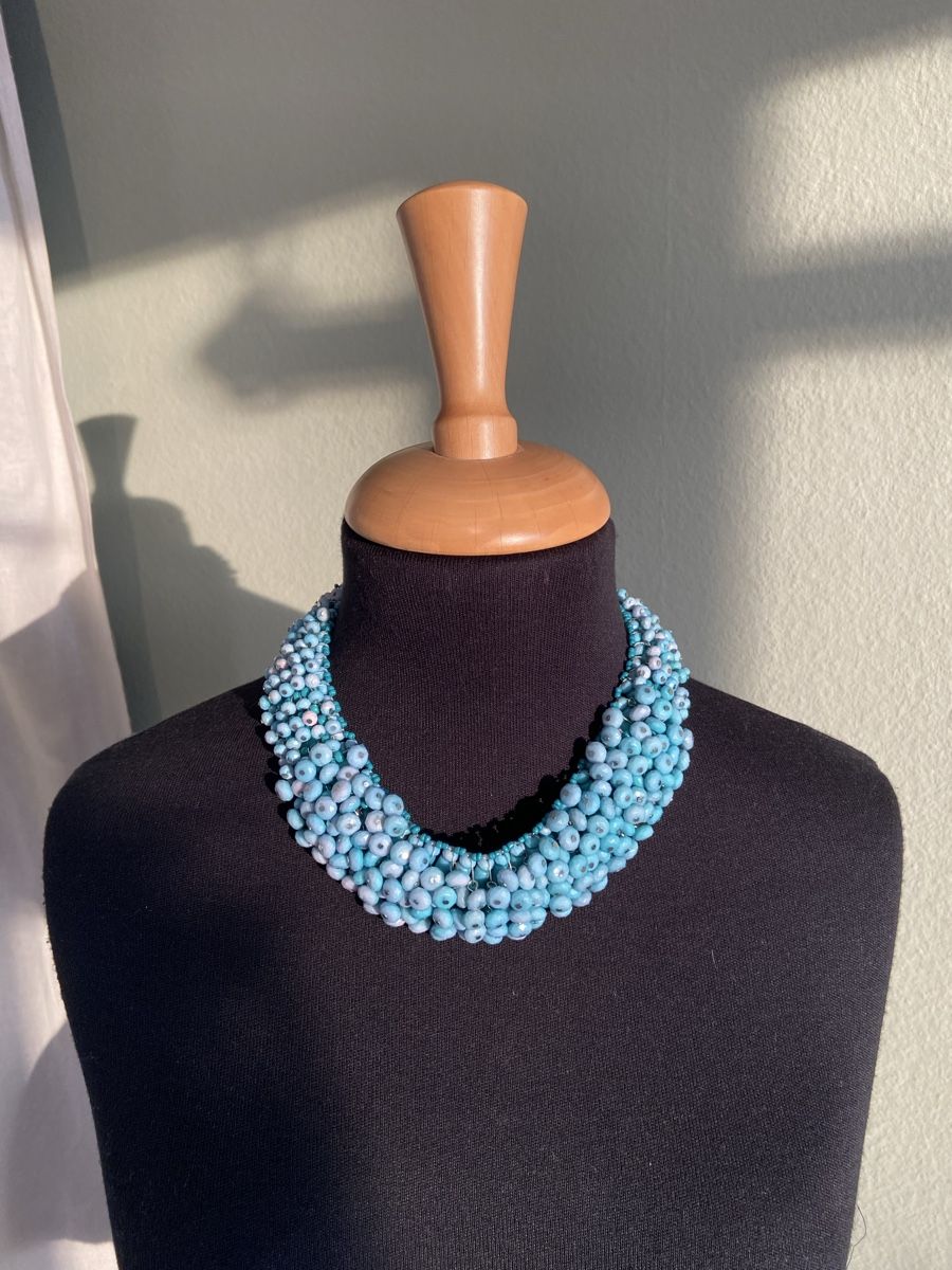 H&M Catenine: Statement-Kette türkis blau Perlen – Usato da Dietlikon venduto da Luna77 1