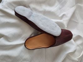 Hausschuhe für Herren aus Leder/ohne Fersenkappe Braun N°43,