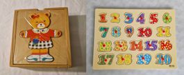2 Holzpuzzle für Kinder: Bären zum Ankleiden & Zahlen 1 – 20