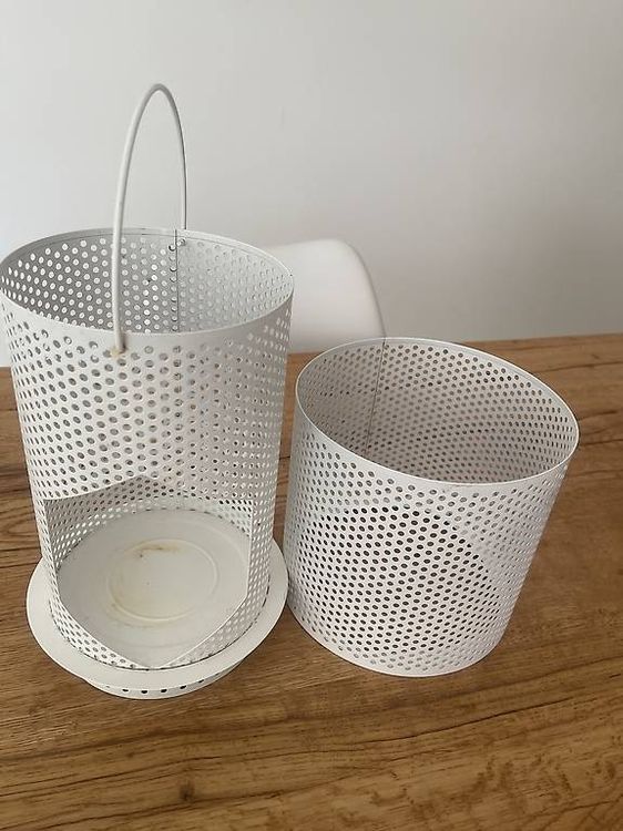 Laterne weiss Metall Windlicht Sommer Garten Deko 3