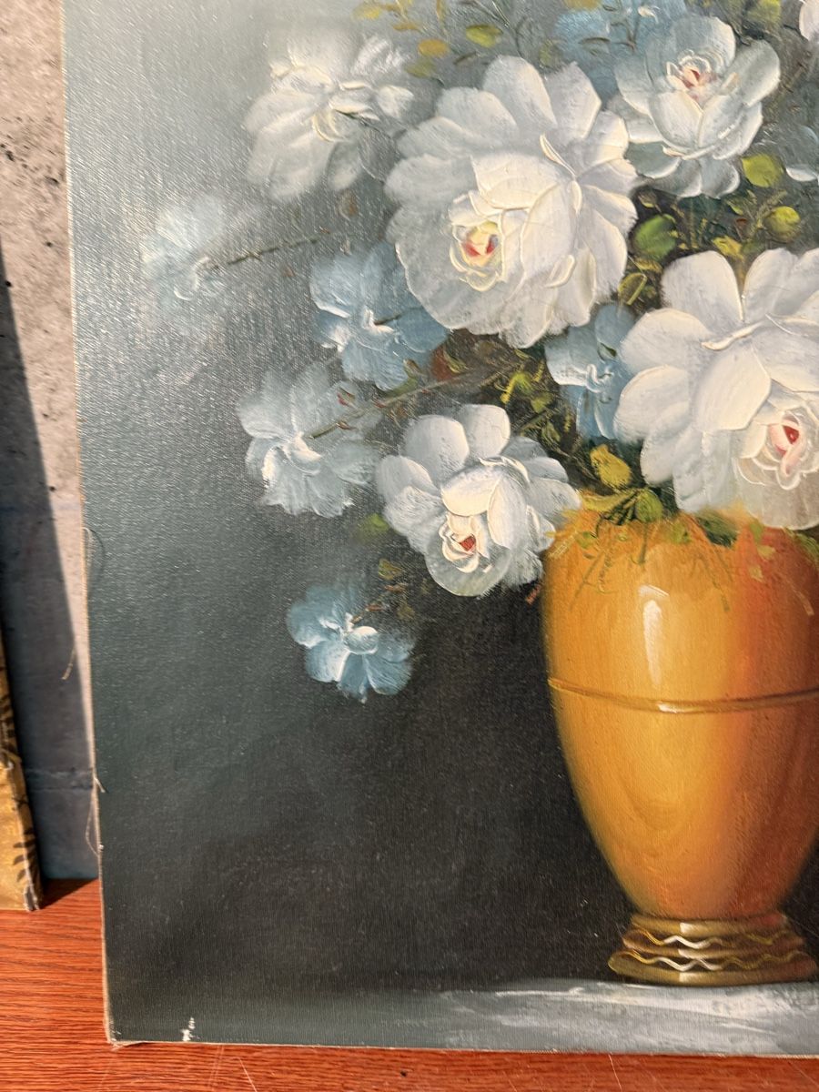 Tele & Cornici: Tableau de fleurs blanches sur étoiles – Usato da Lausanne venduto da vas_mbk2 4