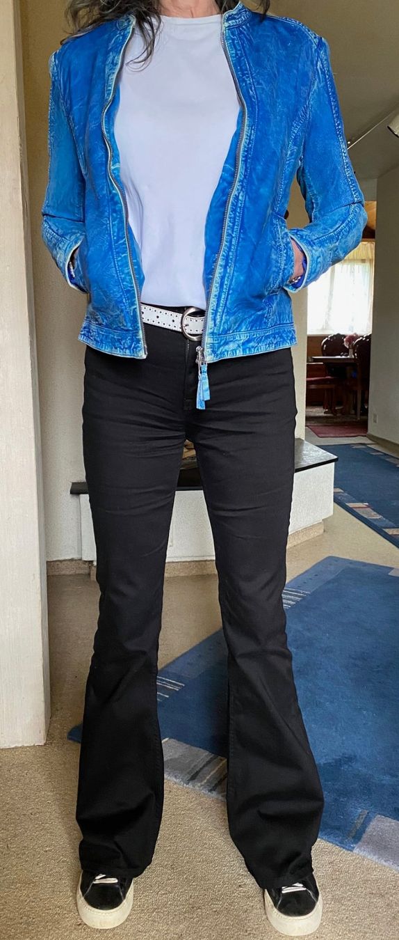 Giacche: Blaue Echt Leder Jacke im Jeanslook. Gr. S – Usato da Watt venduto da marvell04