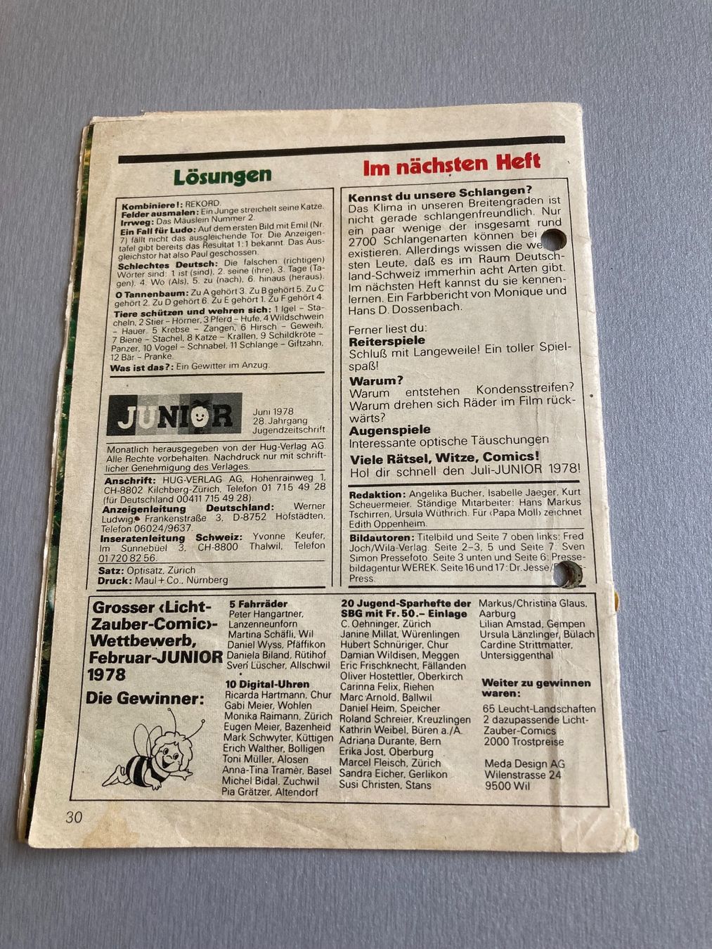 Fumetti: Comic Junior Heft Juni 1978 – Usato da Wald ZH venduto da Liedermacher 1