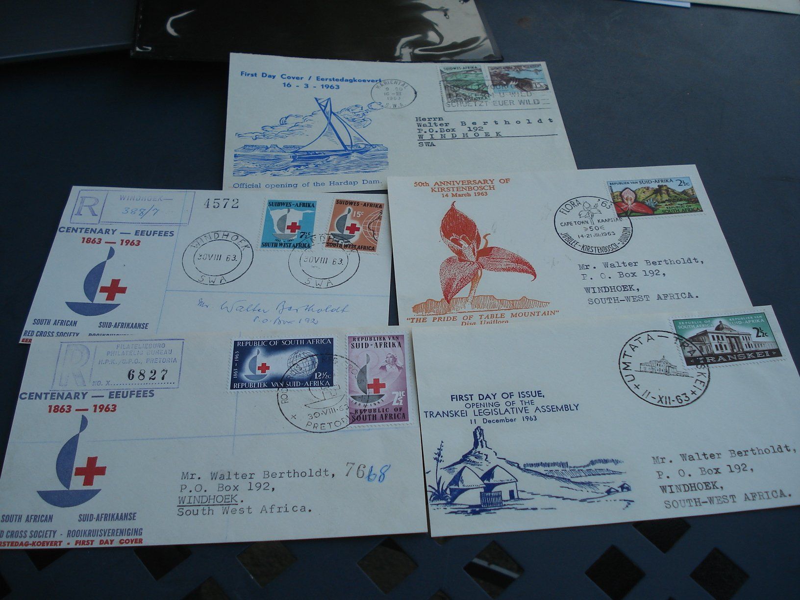 Tutti i francobolli: 5 Briefteile FDC Südafrika 1963 – Usato da Niederwil AG venduto da morostahu