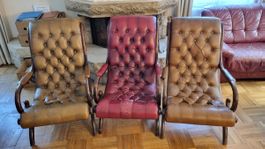 3 Sessel im Chesterfield Stil