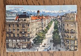 Zürich, Tram, Oldtimer, Hotel National 1918