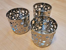 Windlicht, Teelicht, Kerzenständer metallisch, Set mit 3