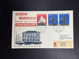 Swissair Erstflugbrief Genf-Marseille 1974