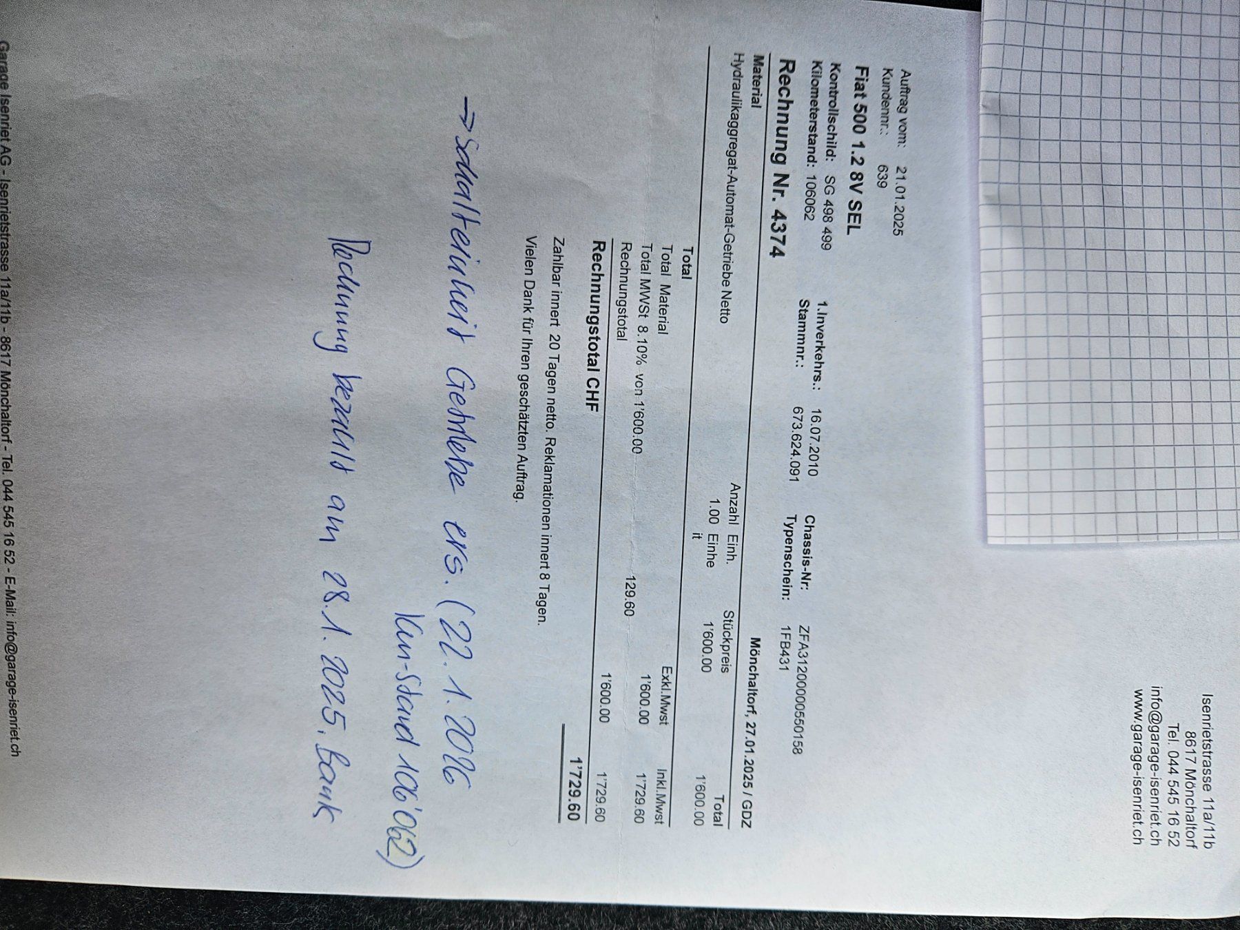 Fiat Automobili: Fiat 500 1.2 8V SEL AUTOMAT – Usato da Birmenstorf AG venduto da stark27 7
