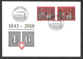 FDC W115A je Silber- und Goldüberdruck ET Bern 1.3.2018