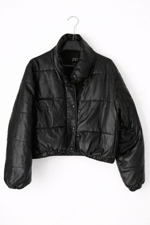 Doudoune Zara en similicuir noir taille XS