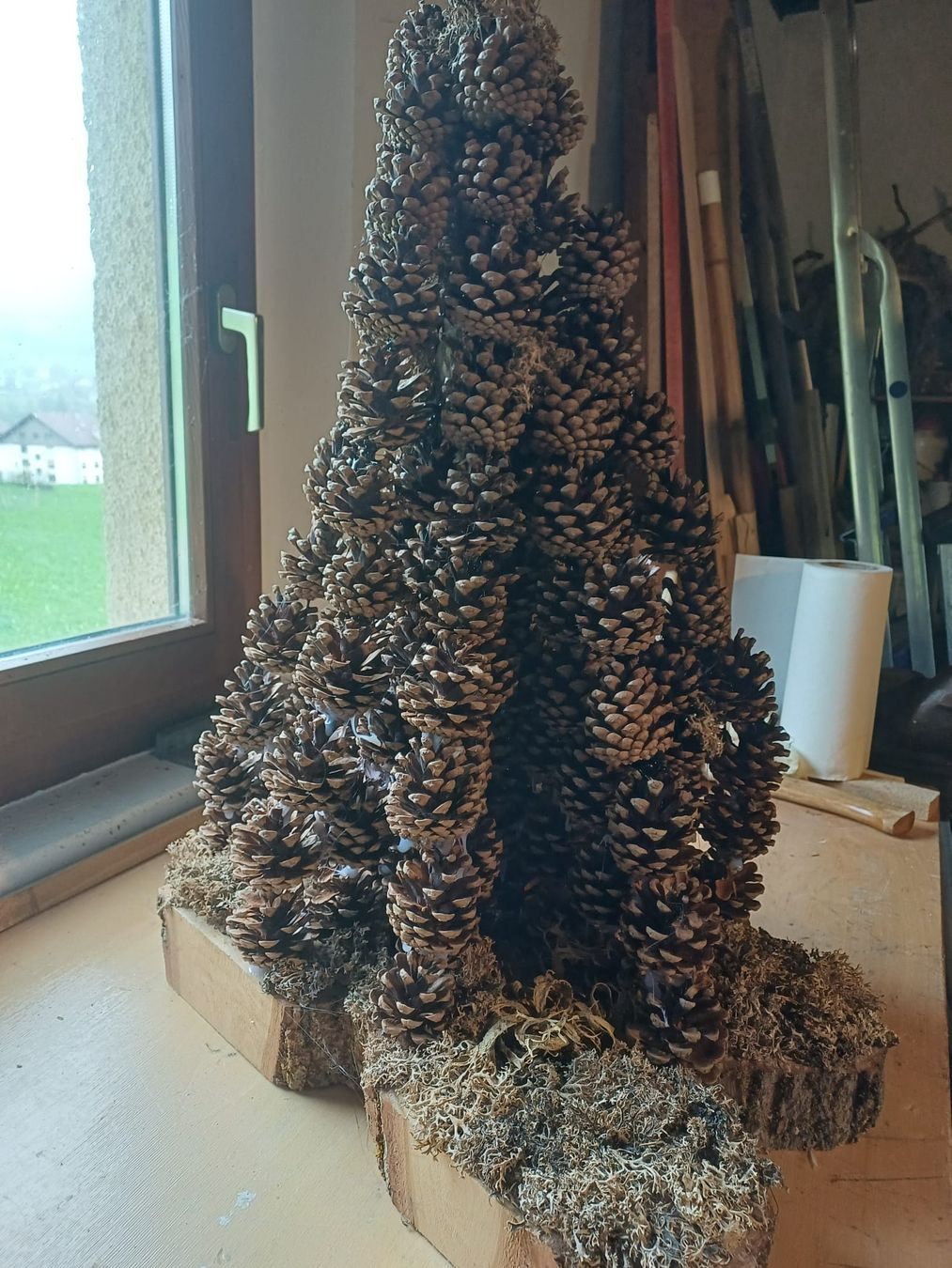 Sapin de Noël décoratif fait main en pommes de pin naturel (Neu (gemäss ...