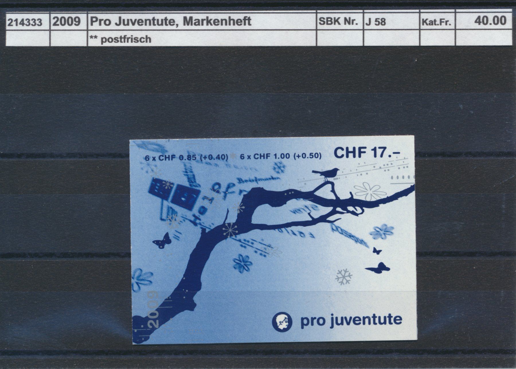 Alle Briefmarken: 2009 Pro Juventute, Markenheftchen, ** postfrisch – Neu (gemäss Beschreibung) aus Winterthur von Zupogeru