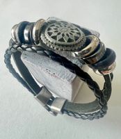 Leder Armband Edelstahl Mandala Unisex 20cm