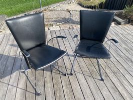 Designerstühle, Zumsteg Stuhl schwarz Leder Metallgestell