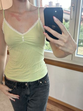 cute vintage top neon green  
