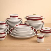 Vintage Langenthal Porzellan Service ab 1960 Weiss/Rot/Gold