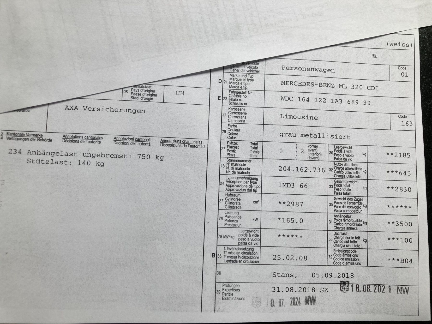 Mercedes-Benz Automobili: Mercedes Benz ML 320 CDI mit AHK für Export oder Bastler – Usato da Cham venduto da WB2223 9