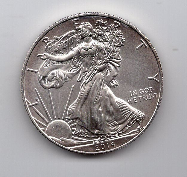 Tutti le monete: (1327) USA 1 Eagle Silber Unze, 2014, stgl – Usato da Rüthi (Rheintal) venduto da erdnuessli1