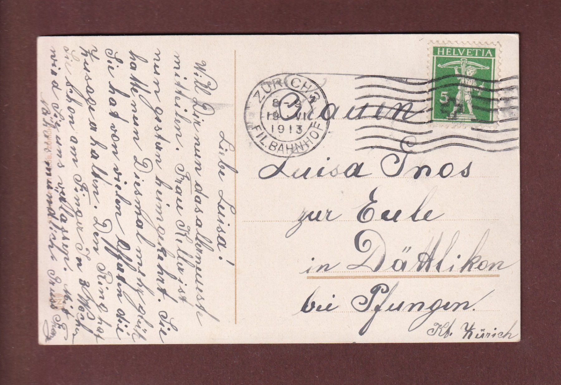 Ansichtskarten: ZÜRICH - Bauschänzli - 1913 – Gebraucht aus Pully von nicecards-shop 1