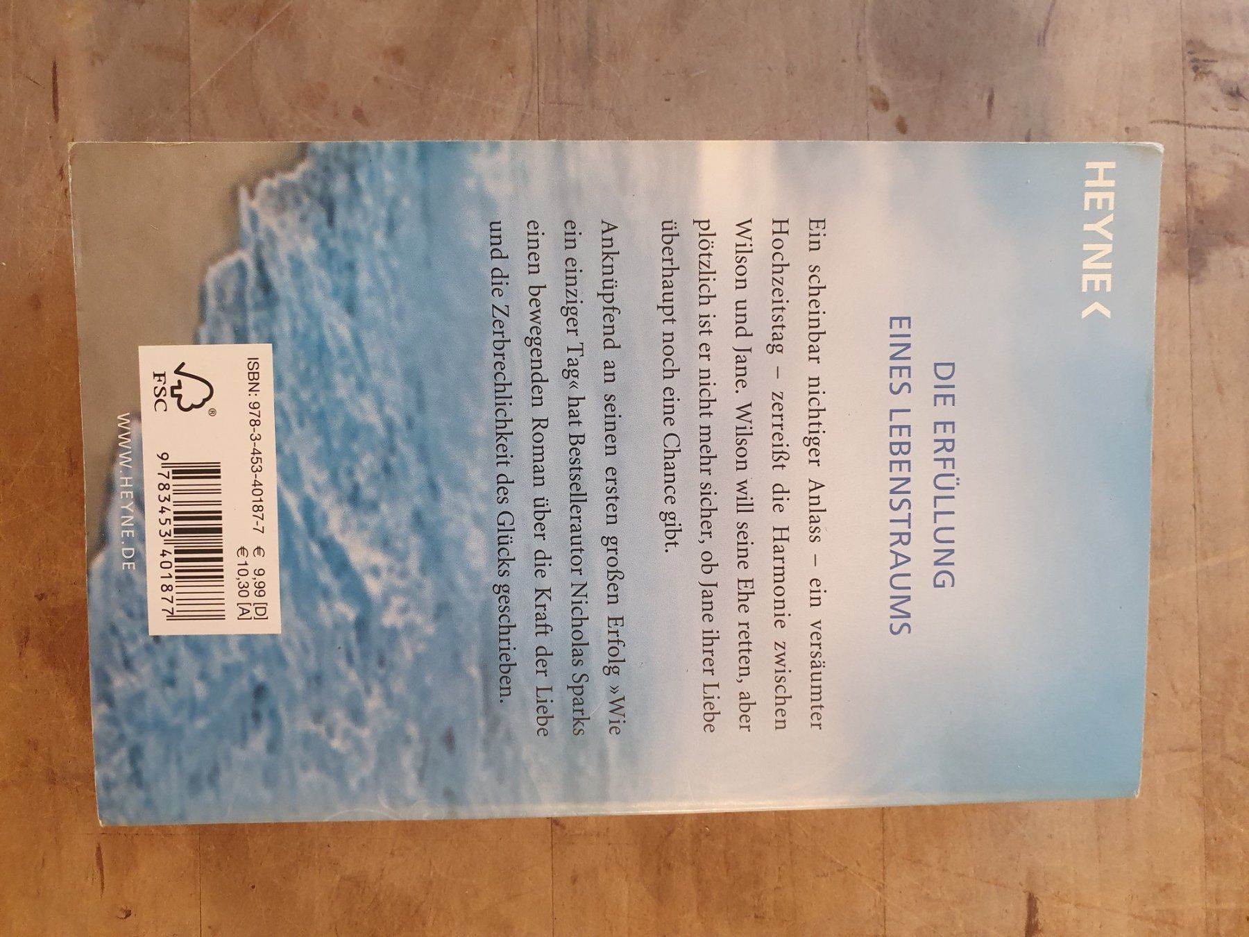 Libri: Ein Tag wie ein Leben Nicholas Sparks Heyne – Usato da Zürich venduto da loosebone 2