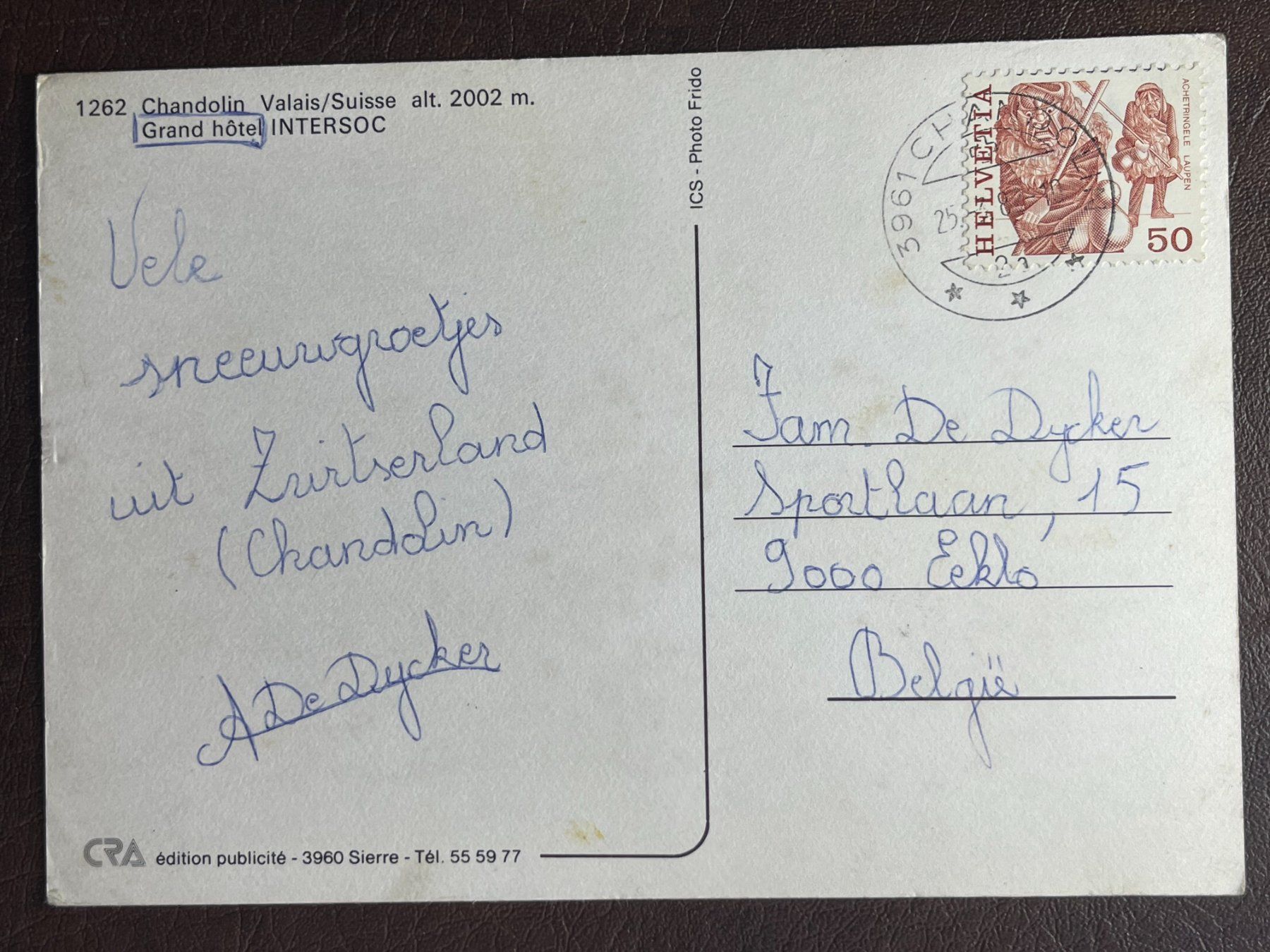 Cartoline postali: Chandolin - Grand hôtel Intersoc – Usato da Steg VS venduto da danwer74 1