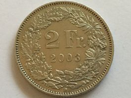 2 Franken 2003 -vz, nur 1,028 Mio!