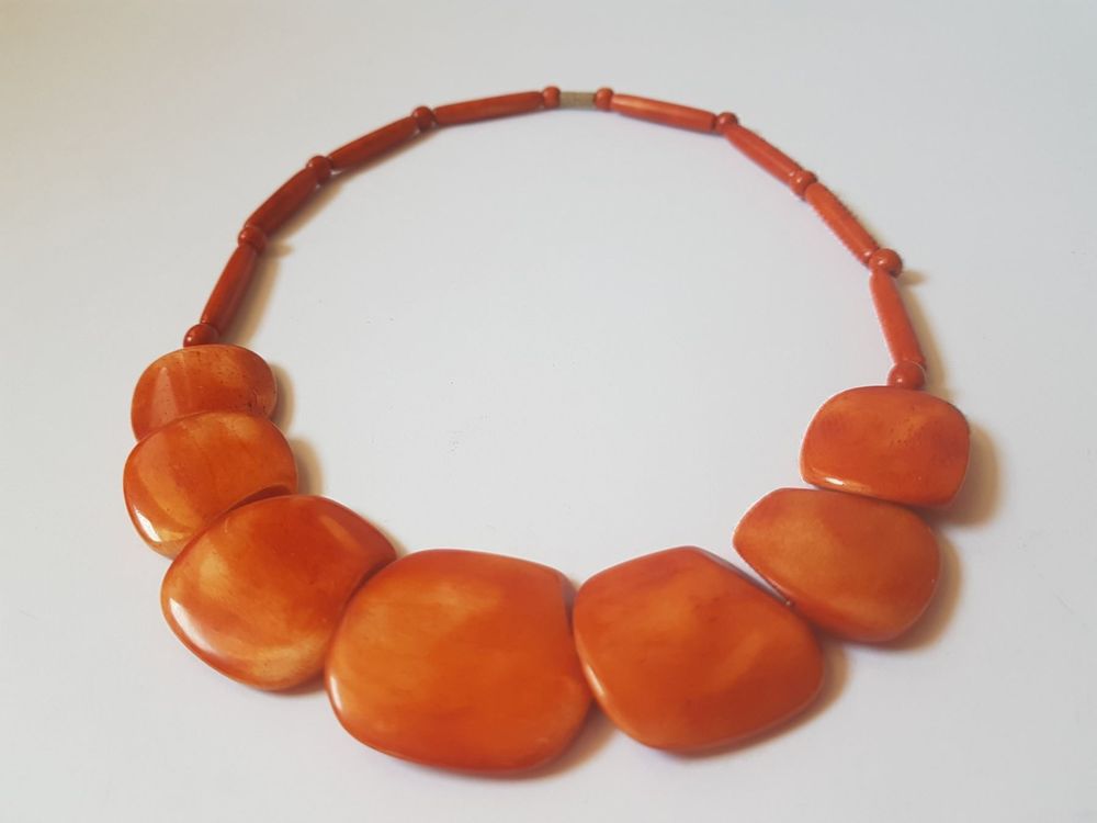 Collier Homme Atoll Palme En Os De Corne De Bovin – Blanc Crème, Neuf Avec étiquettes