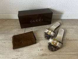 •Gucci Slides GG Canvas Beige/Ebony Gr. 38.5| Original | Box