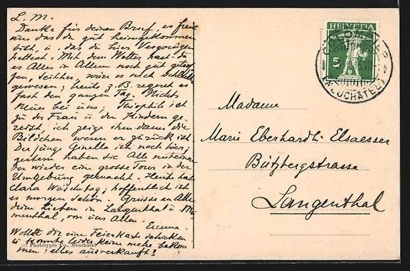 Cartoline postali: AK Colombier /NE, Le Chateau, 1915 – Usato da Berlin venduto da bartko-reher 1